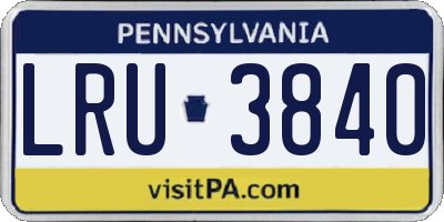 PA license plate LRU3840