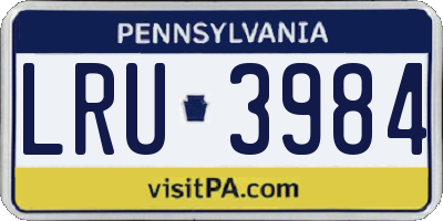 PA license plate LRU3984