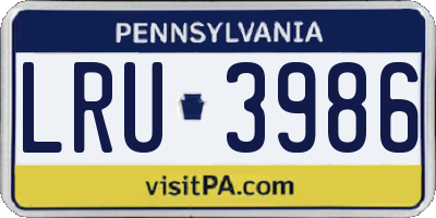 PA license plate LRU3986