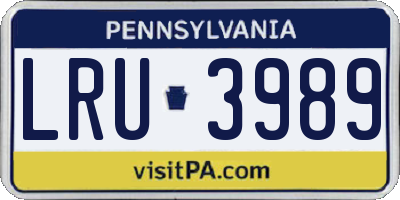 PA license plate LRU3989