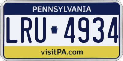 PA license plate LRU4934