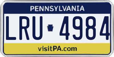PA license plate LRU4984