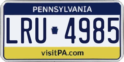 PA license plate LRU4985