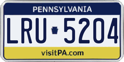 PA license plate LRU5204