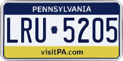 PA license plate LRU5205