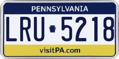 PA license plate LRU5218