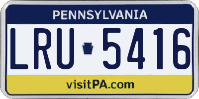 PA license plate LRU5416