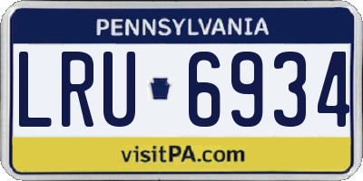 PA license plate LRU6934