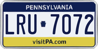 PA license plate LRU7072