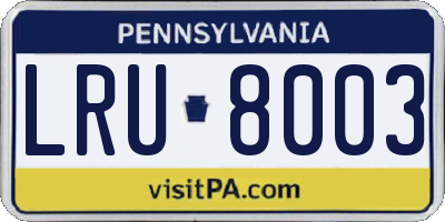 PA license plate LRU8003