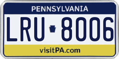 PA license plate LRU8006