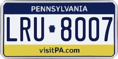 PA license plate LRU8007