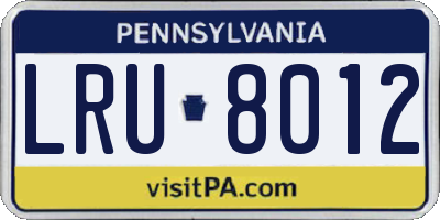 PA license plate LRU8012