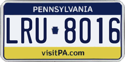 PA license plate LRU8016