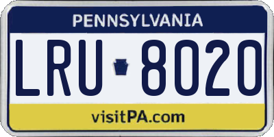 PA license plate LRU8020