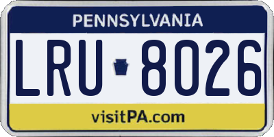 PA license plate LRU8026