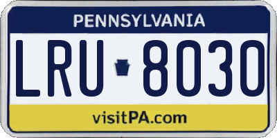 PA license plate LRU8030