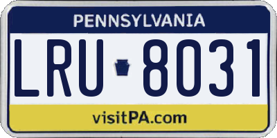PA license plate LRU8031