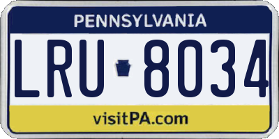 PA license plate LRU8034