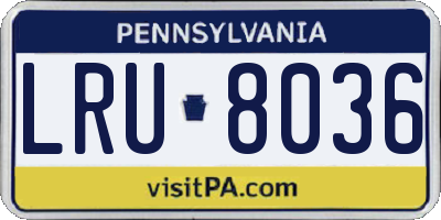 PA license plate LRU8036