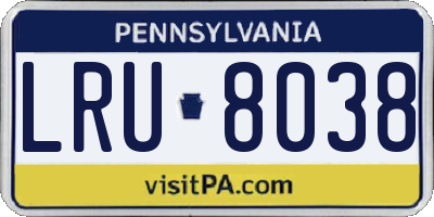 PA license plate LRU8038