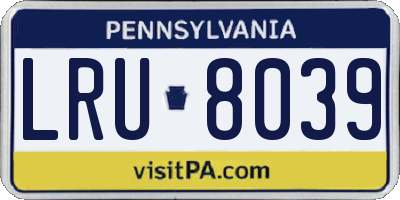 PA license plate LRU8039