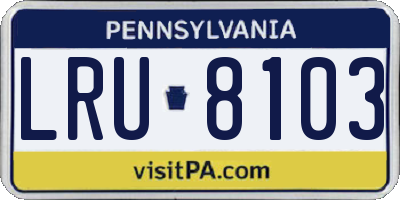 PA license plate LRU8103
