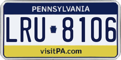 PA license plate LRU8106