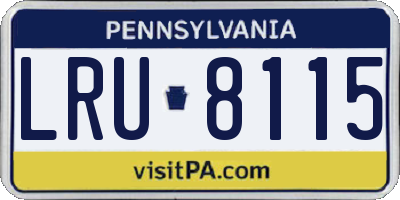 PA license plate LRU8115