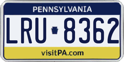 PA license plate LRU8362
