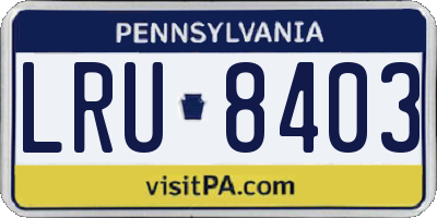 PA license plate LRU8403