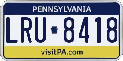 PA license plate LRU8418
