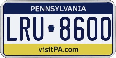 PA license plate LRU8600