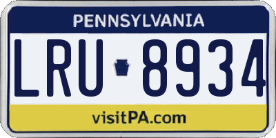 PA license plate LRU8934