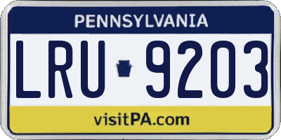 PA license plate LRU9203