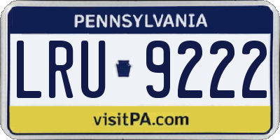 PA license plate LRU9222