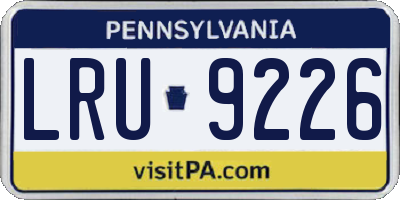 PA license plate LRU9226