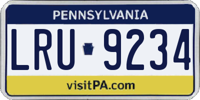 PA license plate LRU9234