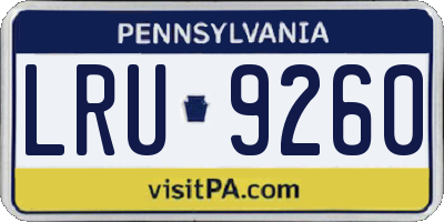 PA license plate LRU9260