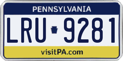 PA license plate LRU9281