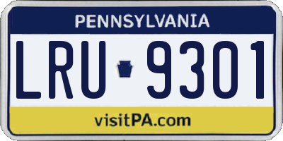 PA license plate LRU9301