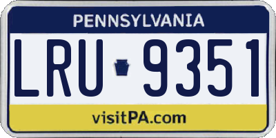 PA license plate LRU9351