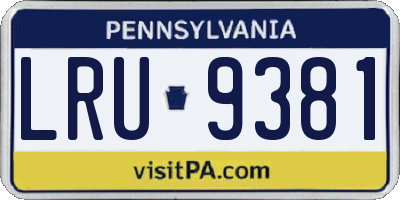 PA license plate LRU9381