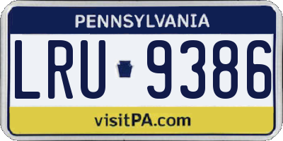 PA license plate LRU9386