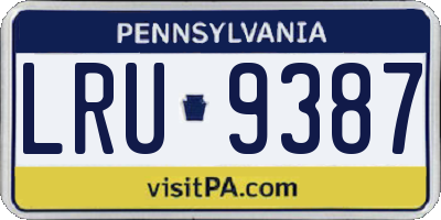 PA license plate LRU9387