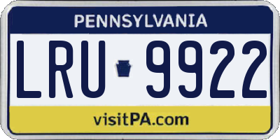 PA license plate LRU9922
