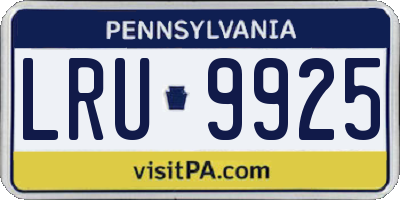PA license plate LRU9925
