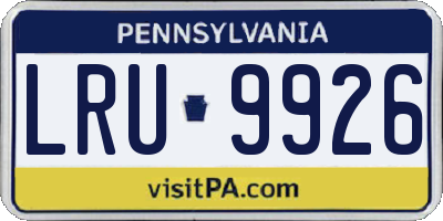 PA license plate LRU9926