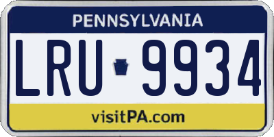 PA license plate LRU9934