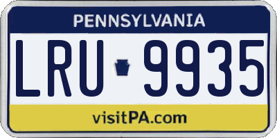 PA license plate LRU9935